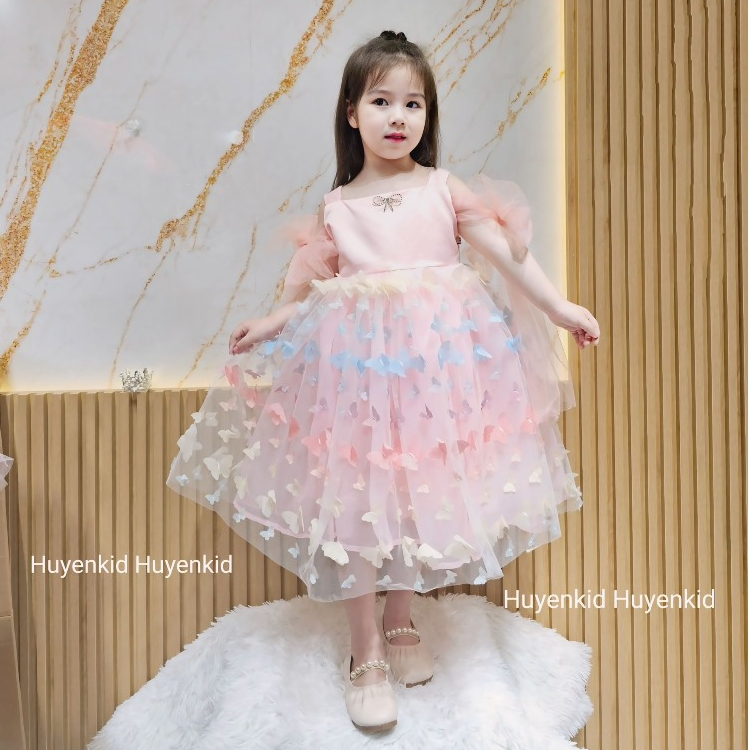 Váy Công Chúa Thiết Kế Cánh Bướm 3D - Đầm Công Chúa Bồng Bềnh Xinh Xăn Cho Bé