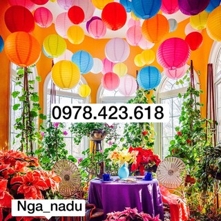 Đèn Lồng Giấy Tròn đủ màu trang trí lớp học,siêu thị, trung tâm thương mại, nhà cửa,quán cà phê,nhà hàng