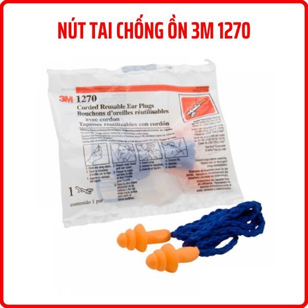 COMBO 10 Cặp = 1 Bịch Nút bịt tai chống ồn thương hiệu 3M 1270, Nút tai chống ồn công trình