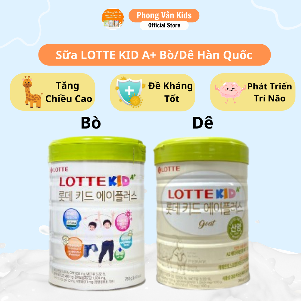Sữa Lotte Kid A+ Nội Địa Hàn Quốc Lon 760g Nhập Khẩu Chính Ngạch Có Tem