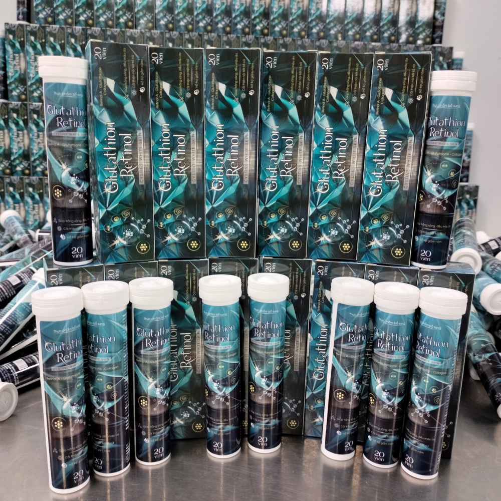 [ CHÍNH HÃNG ] Viên sủi glutathione retinol cystine white skin bổ sung collagen,trắng da giảm nám và cân bằng nội tiết