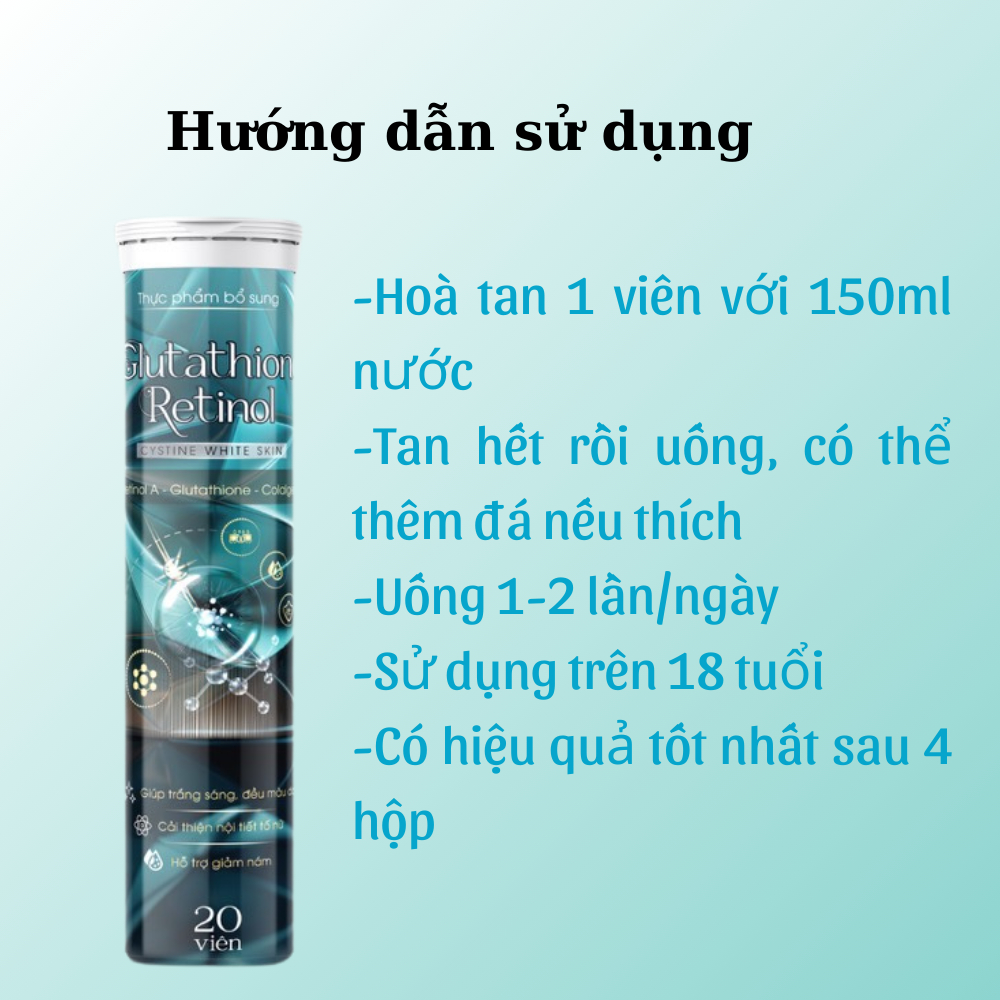 [ CHÍNH HÃNG ] Viên sủi glutathione retinol cystine white skin bổ sung collagen,trắng da giảm nám và cân bằng nội tiết