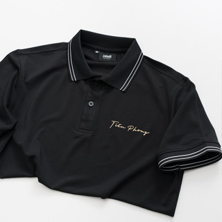 Áo Polo Nam, Áo Polo Pique M1 Đen Phối Kẻ DEME , Áo Thêu Theo Yêu Cầu, Quà Tặng Bạn Trai, Tặng Dịch Vụ Thêu Tên Riêng