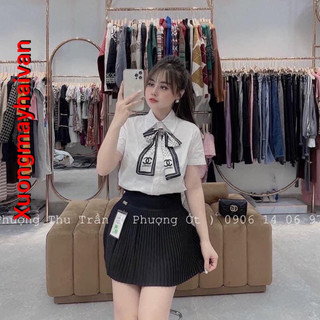 HV - Áo sơ mi trơn kèm tag nơ tay cộc