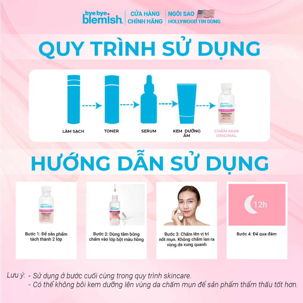 Combo Chấm mụn và Tinh chất Peel da AHA + BHA Bye Bye Blemish giúp giảm mụn sưng đỏ, mờ vết thâm và tái tạo làn da