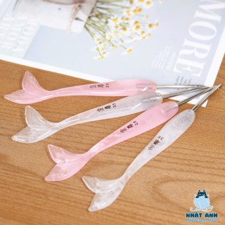 HÀNG SẴN Kim móc len Jinlan đuôi cá cán nhựa màu hồng và trắng