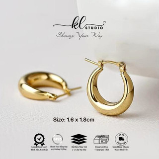  Bông Tai Tròn Chốt Gài Khuyên Tai Nữ Tròn Nhỏ Kim Loại Hoa Tai Trơn Dáng Tròn Đơn Giản Basic Hoop - E261