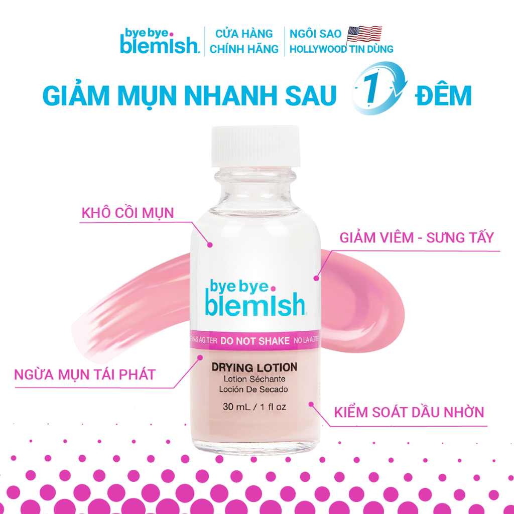 Combo Chấm mụn và Tinh chất Peel da AHA + BHA Bye Bye Blemish giúp giảm mụn sưng đỏ, mờ vết thâm và tái tạo làn da