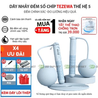 Dây Nhảy Không Dây Đếm Số Vòng Tự Động, Dây Nhảy Tăng Thể Lực 4 Chế Độ Kèm Tạ, Chống Trượt