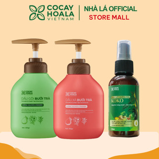 Combo Dầu Gội Xả Hữu Cơ Bưởi Trà COCAYHOALA VIETNAM 350gr + Tinh chất dưỡng tóc KOKO Cỏ Cây Hoa Lá 100ML