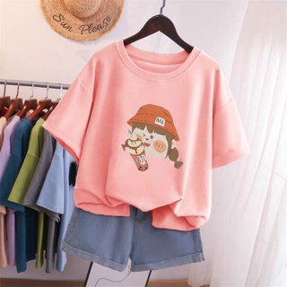 Áo phông nữ chất cotton co giãn hình cô gái