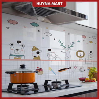 Tấm Dán Tường Nhà Bếp Chống Dầu Mỡ Chịu Nhiệt Cao Họa Tiết 3D Hoạt Hình 60cmx90cm NC14