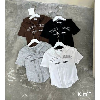 áo thun nữ croptop có mũ dây tay ngắn thun borip SL