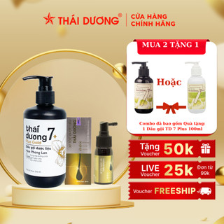 Bộ Dầu gội Thái Dương 7 Plus Gold 250ml và Xịt tóc Thái Dương 30ml Tặng dầu gội 7 Plus 100ml dành cho tóc khô xơ,rụng