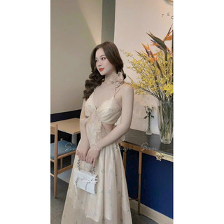 ĐẦM MAXI HOA 2S KHOÉT EO CHOKER