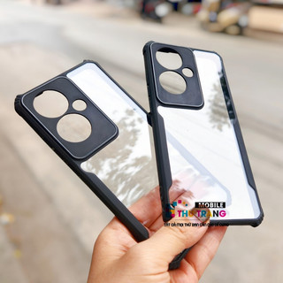 Ốp lưng Oppo Reno 11F / A73 2020 chống sốc viền màu mặt lưng trong suốt có gờ nhô cao bảo vệ camera