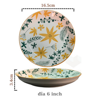 Đĩa Hoa 15cm Gốm Sứ,Đĩa Gốm Sứ Hoa 6 inch,Set combo đĩa gốm sứ 15.5cm
