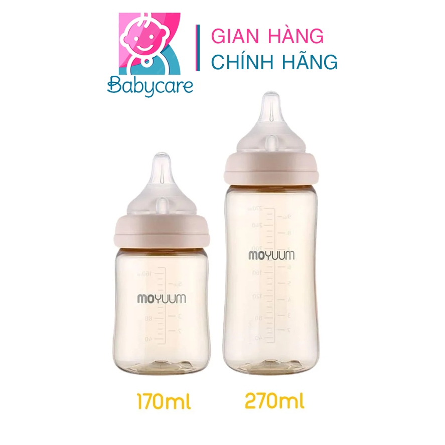 Bình sữa MOYUUM Hàn Quốc bản trơn CHÍNH HÃNG, tiện lợi cho bé 170-270ml