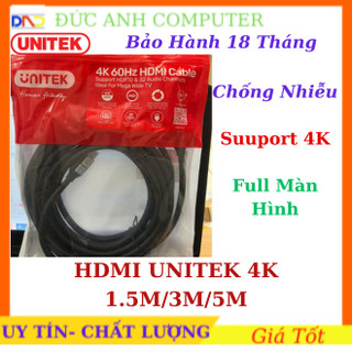Cáp HDMI UNITEK Ultra 4k C11079ABK 1,5M / 3M / 5M- Chống Nhiễu Cực Tốt- Hàng Chính Hãng Bảo Hành 18 Tháng
