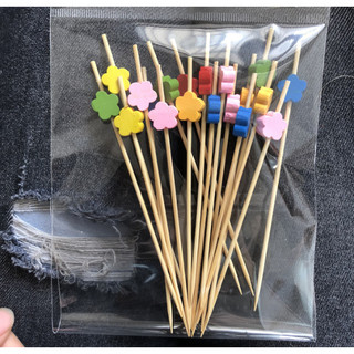 Que tre xiên thức ăn, trái cây, cocktail hình hoa [Bịch 100 cây]