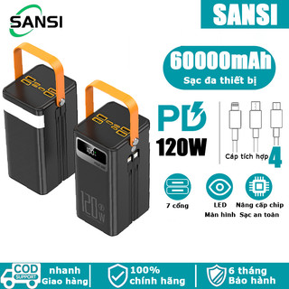 sạc dự phòng 60000mah Sạc siêu nhanh 120W , Màn hình LED hiển thị nguồn điện，Đi kèm với bốn cáp sạc（siêu rẻ）