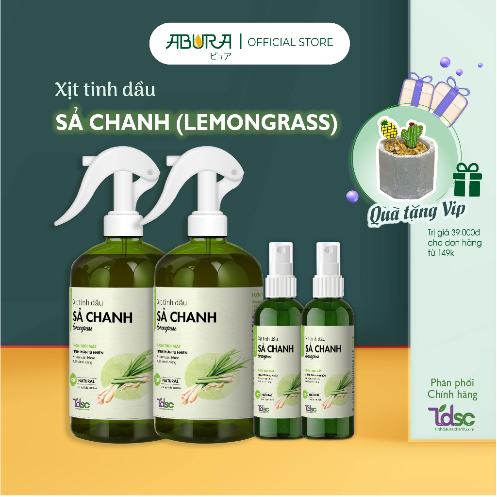 Chai Xịt Tinh Dầu Sả Chanh Thơm Phòng- Đuổi Muỗi - Khử Mùi- Nguyên Chất TINHDAUSACHANH 100/500ml Xông Phòng 4 Trong 1 An