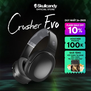 Tai nghe chụp tai bluetooth, bass rung, pin 40h , êm tai skullcandy crusher evo-bảo hành 1 năm
