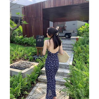 Sẵn size S - [HÀNG ĐẶT TRƯỚC] Đầm hai dây hoa hở lưng #521