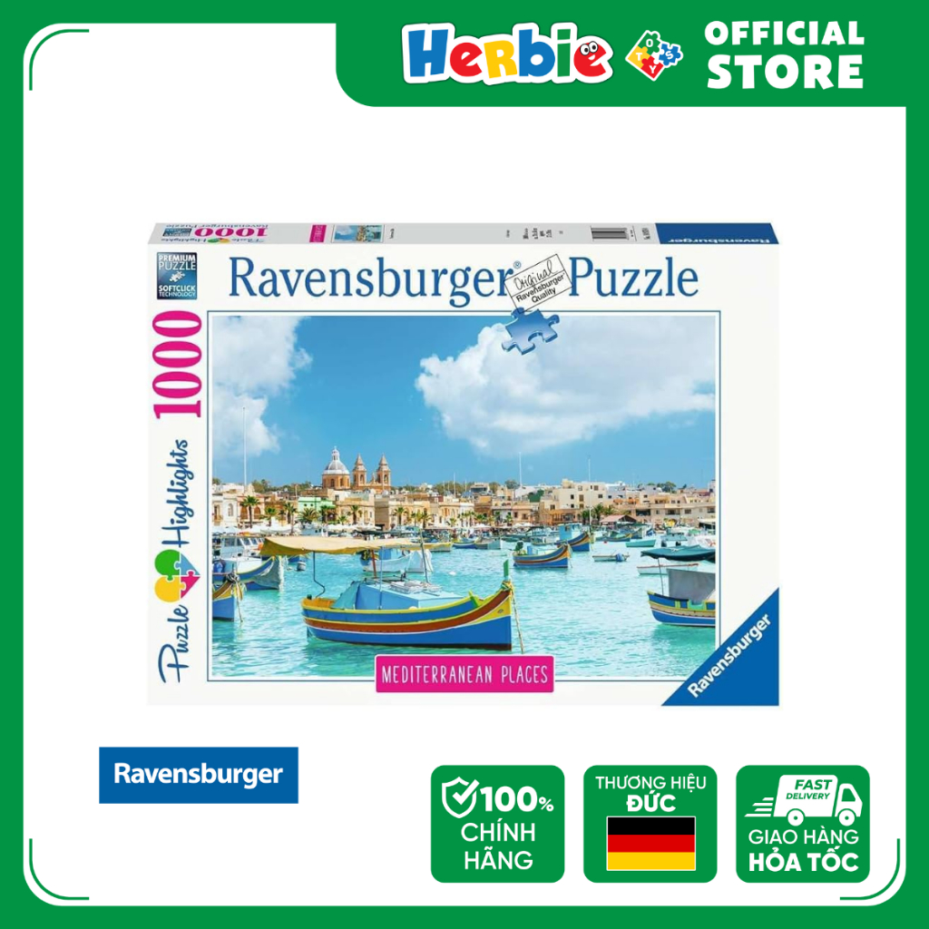 Đồ Chơi Xếp Hình Puzzle 1000 Mảnh RAVENSBURGER Medierranean Malta Jigsaw Puzzle 149780 - Herbie Toys