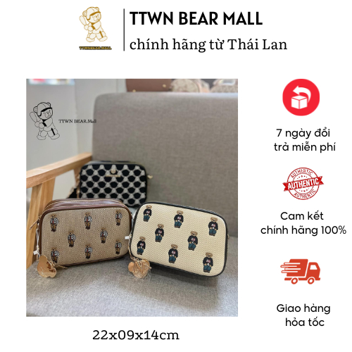 Túi hộp 2 ngăn hoạ tiết gấu thêu TTWN BEAR thái lan TN 3223