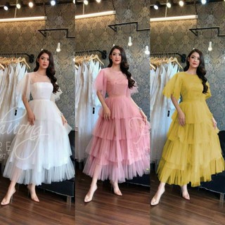 Đầm váy nữ công chúa dáng maxi xếp tầng 3 màu xinh xắn, đáng yêu phud hợp đi chơi, dự tiệc