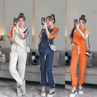 Set Đồ Bộ Thể Thao Adidass dài áo phông ngắn tay Mix Quần Dài Boom