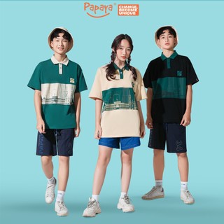 Áo Polo Tay Lỡ Papaya  City Unisex Form Rộng Cotton Polo Nam Nữ Oversize Local Brand In Hình