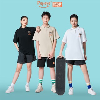 Áo Polo Tay Lỡ Papaya  Gấu Unisex Form Rộng Cotton Polo Nam Nữ Oversize Local Brand In Hình