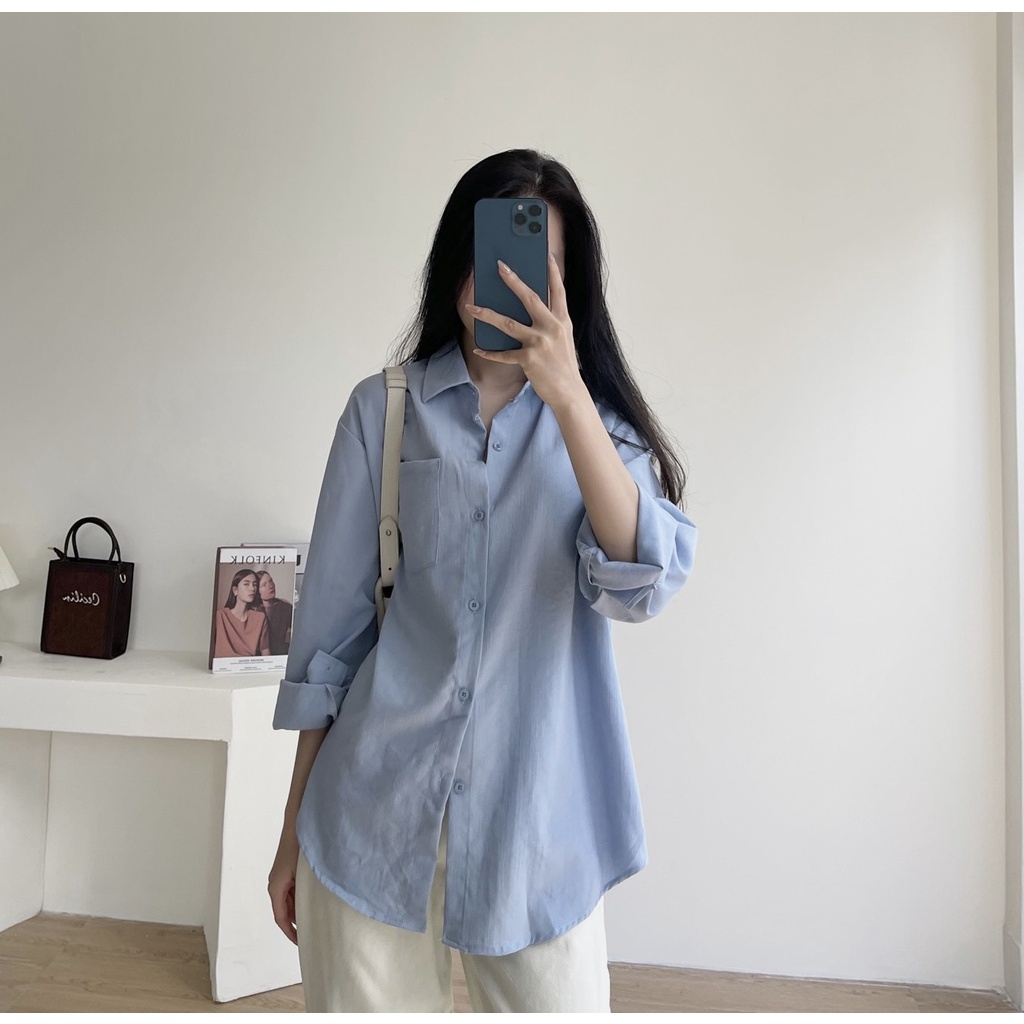 Áo sơ mi đũi xước dáng rộng , áo sơ mi chất vải thoáng mát LAVY | BigBuy360 - bigbuy360.vn