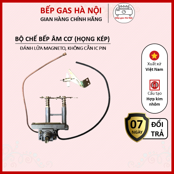 Cụm Chế Đánh Lửa Bếp Gas Âm Cơ Họng Đôi (Đánh Điện Bằng Magneto)