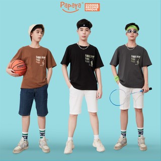 Áo thun unisex tay lỡ cổ tròn Papaya Jup local brand form rộng oversize vải cotton cao cấp - Size từ 40 đến 65kg