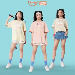 Áo Thun Tay Lỡ Unisex Papaya Jup Form Rộng Cotton Phông Nam Oversize Local Brand từ 40 đến 65Kg