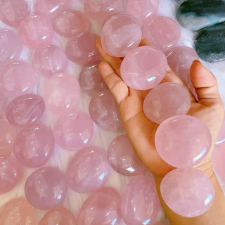 Viên đá cầm tay (Mini Palm) Rose quartz (Pink quartz) thạch anh hồng tự nhiên, viên đá của tình yêu và hạnh phúc