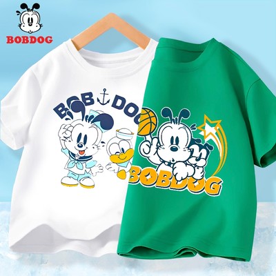 Áo thun bé trai BOBDOG áo phông thể thao cổ tròn chất cotton mềm mịn in hình dễ thương cho bé