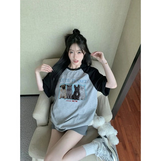 Áo Thun Mèo Phối Tay Đen (sẵn)