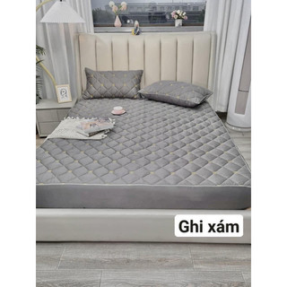 BỘ GA ĐỆM +2 VỎ GỐI PHI LỤA THÊU X CAO CẤP