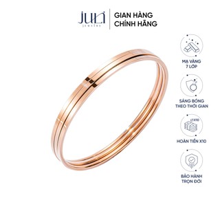 Vòng tay nữ cao cấp mạ VÀNG TÂY 7 lớp, màu hồng đẹp mắt có đính Kim Cương cao cấp dành cho Nữ | LT968 JULI JEWELRY