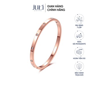 Vòng tay nữ cao cấp mạ VÀNG TÂY 7 lớp, màu hồng đẹp mắt có đính Kim Cương cao cấp | LT967 JULI