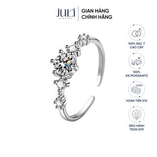 Nhẫn bạc đính Kim Cương cao cấp, chạm khắc tinh xảo, rất thích hợp để làm nhấn đính hôn | N966 JULI