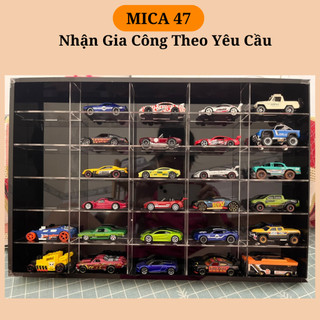 Kệ mica trưng bày mô hình xe tomica 30 xe cho tỉ lệ 1/64