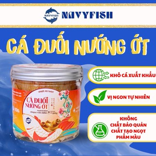 NAVYFISH dạng hũ 100g - Khô cá Đuối loại 1 nướng ớt cay tẩm vị ăn liền - ăn vặt, mồi nhậu, ăn với cơm