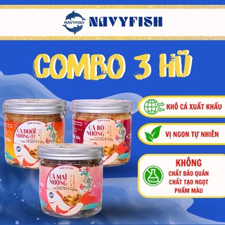 NAVYFISH dạng hũ 100g - Combo 3 hũ khô cá nướng loại 1 tẩm vị ăn liền - ăn vặt, mồi nhậu