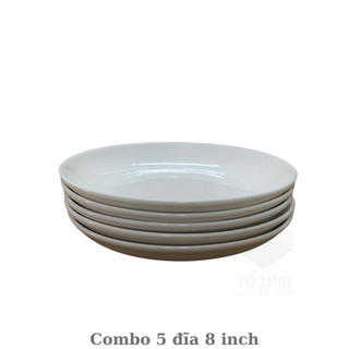 Combo bộ 5 đĩa gốm sứ hoa văn 20cm,bộ 5 dĩa gốm sứ 8 inch cao cấp 20cm