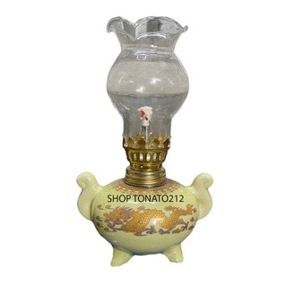 Đèn dầu rồng kem thấp cao 17cm